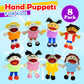 4E's Novelty Multicultural Hand Puppets for Kids - 8 Pack with Movable Mouth, Bulk Soft Plush Puppets for Kids Ages 4-8, for School Home Theater Shows, Teachers Classroom Supplies