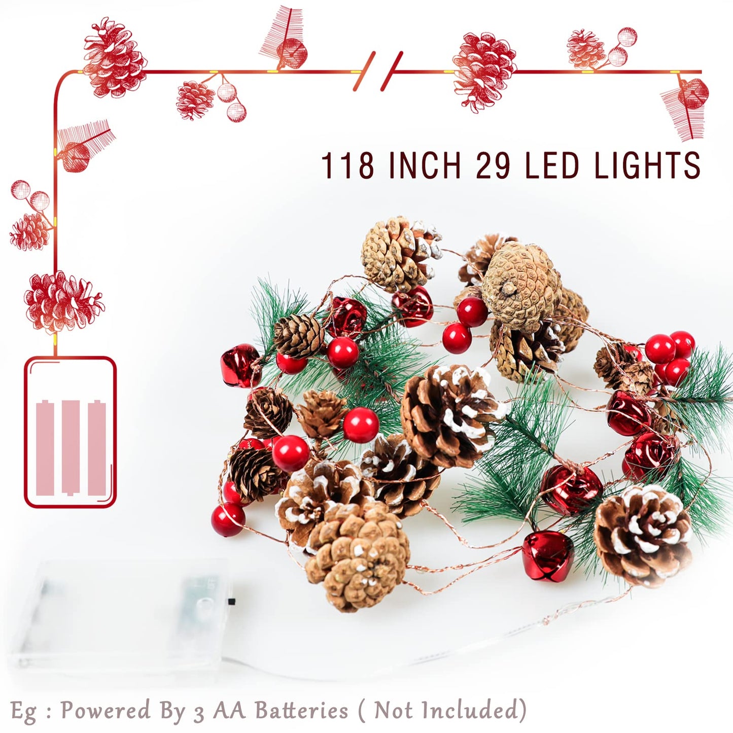 Christmas Decorations Christmas Decorations Indoor Christmas Garland Christmas Garland with Lights Garland Christmas Decorations Christmas Tree Garland Indoor Home Decor (Christmas Garland)