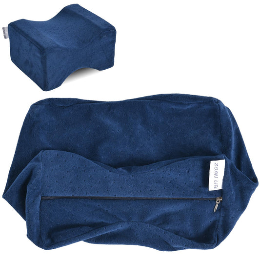 Knee Pillow Case 10" x 8" x 6.3", Replacement Leg Pillow Case, Knee Pillow Cover with Zipper Apply to Memory Foam Knee Pillow from ZOAN Blue