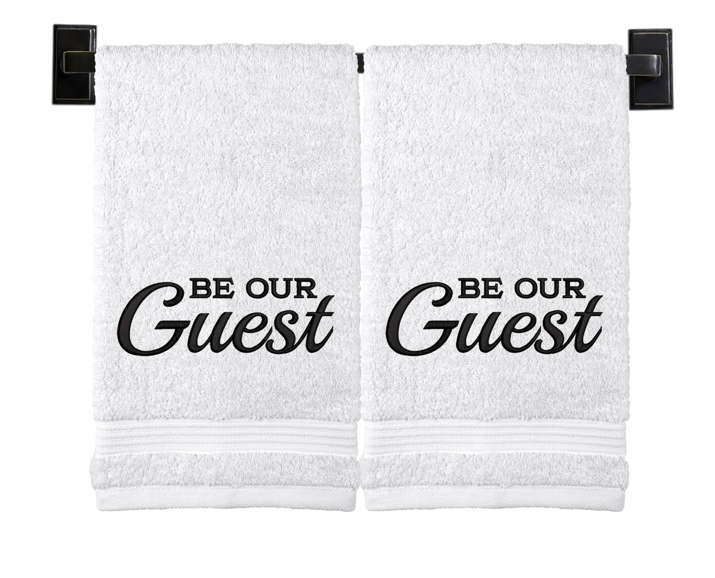 Custom Luxury Towels Guest Towels | Set of 2 | Be Our Guest Hand Towels | Genuine Turkish Cotton | Hand Towels for Bathroom | Bathroom Towels