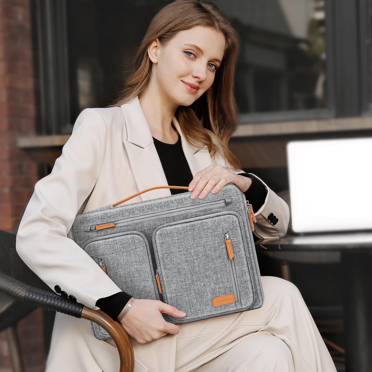 MOSISO 360 Protective Laptop Case 13.3 inch, 13-13.3 inch Laptop Sleeve Compatible with MacBook Air/Pro 13/Pro 14, HP Dell Acer, Side Open Carrying Computer Bag with 5 Accessory Pockets&Belt, Gray