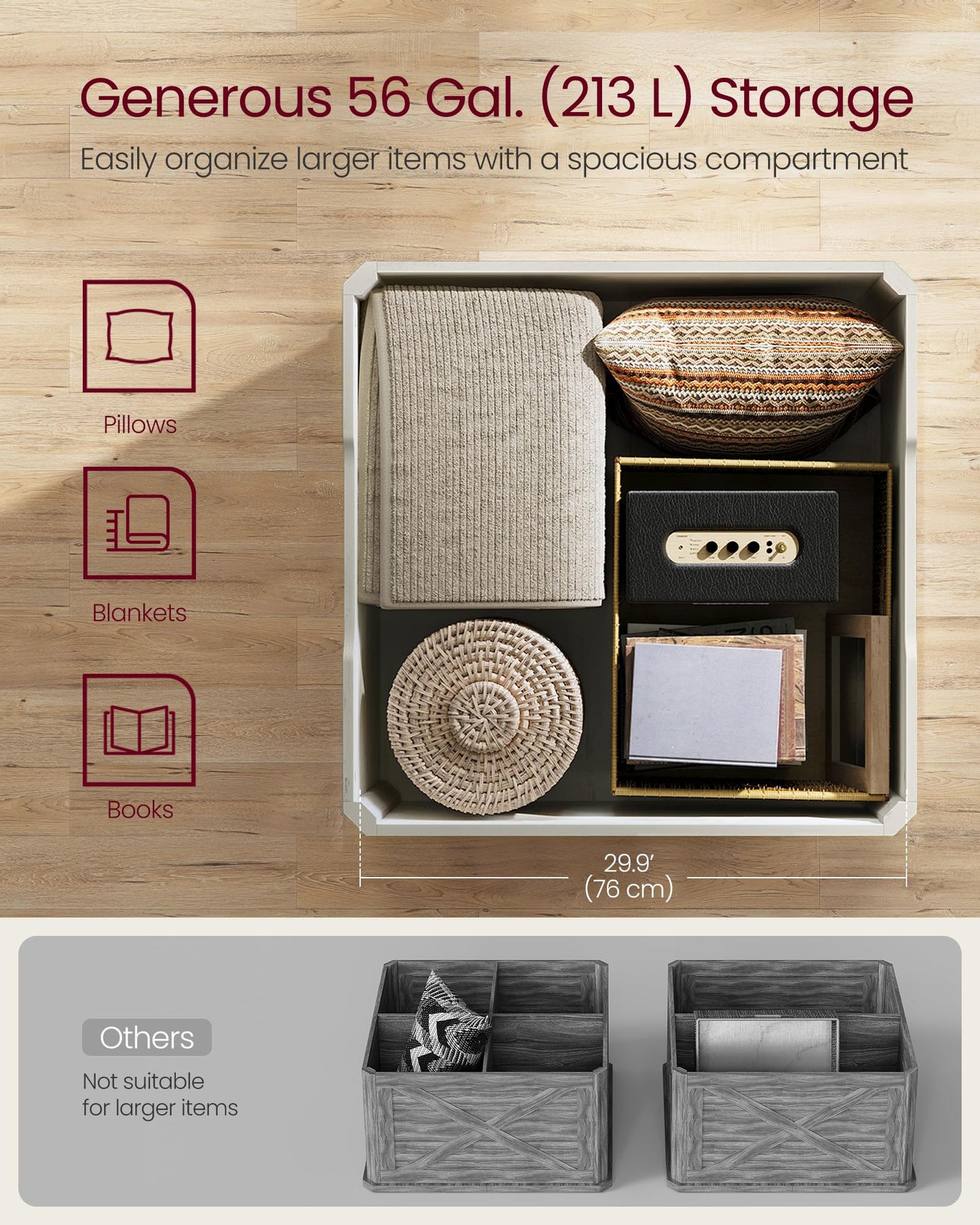 VASAGLE Farmhouse Coffee Table with Storage, Square Coffee Table for Living Room, Center Table with Flip-Top Lids, Honey Brown and Rustic White ULCT232W73