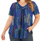 FOLUNSI Plus Size Tunic Tops for Women Loose Fit Pleated Front Flowy Shirt Blouses Peacock Print, XL
