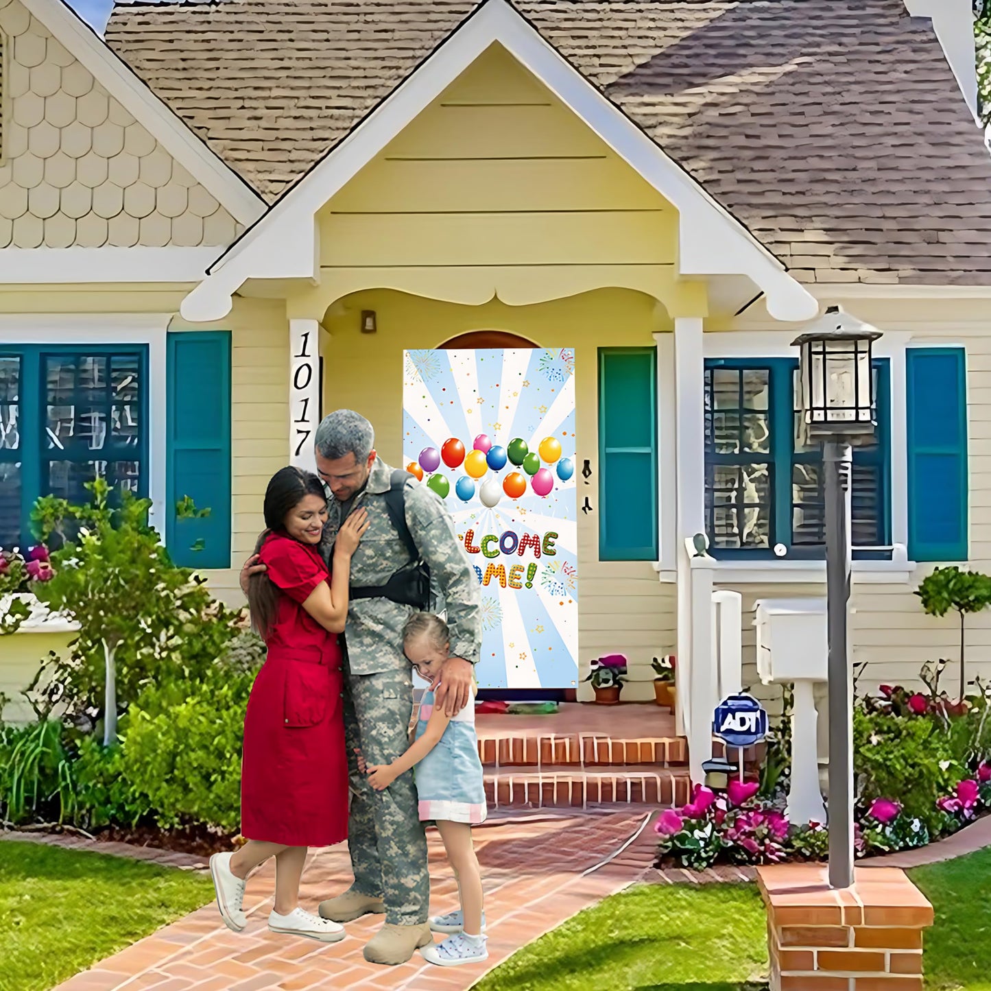 Labakita Welcome Home Door Banner, Welcome Home Door Cover, Housewarming Patriotic Military Decorations, Family Party Supplies, Welcoming Sign Photo Props