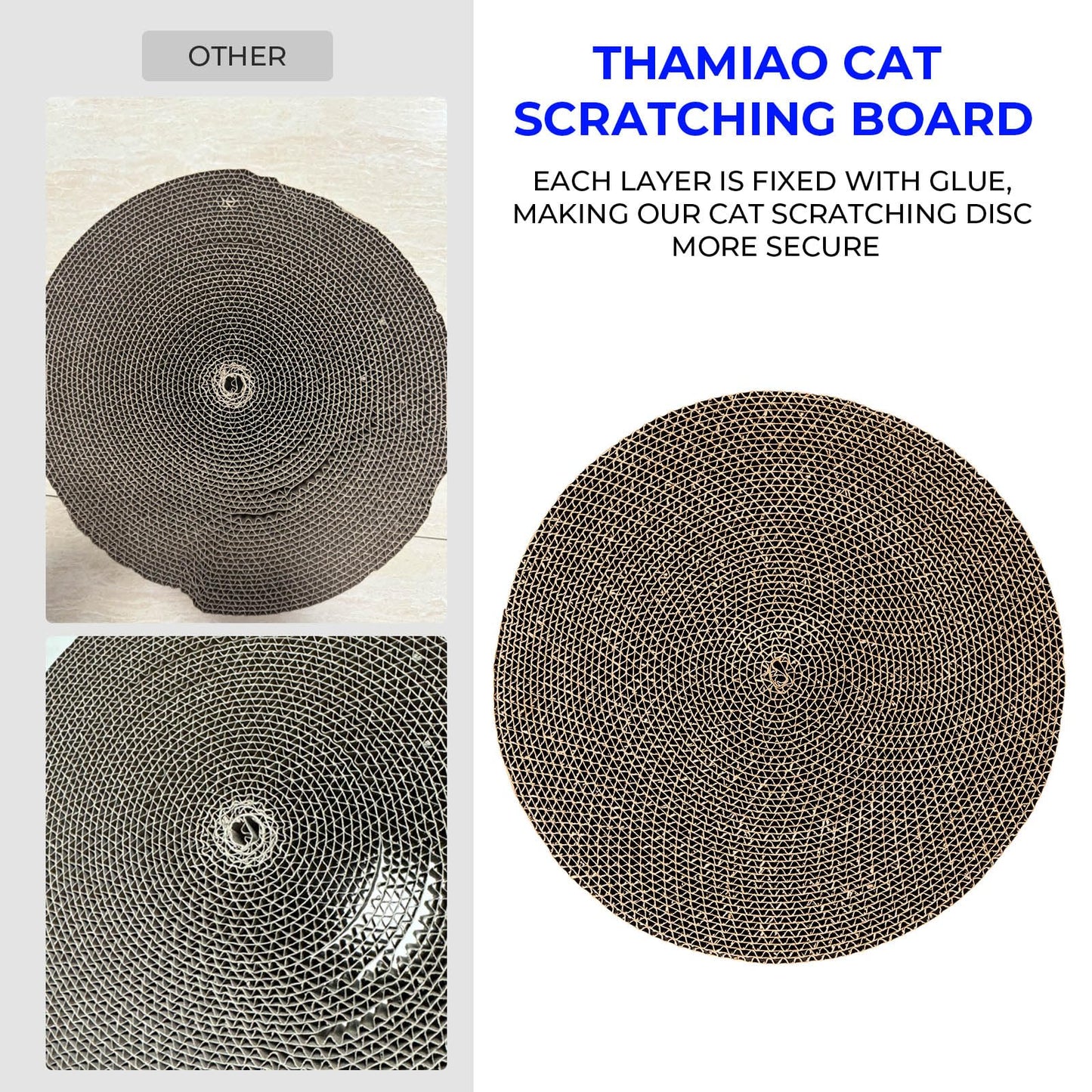 Round Cat Scratcher Refill - 10 Inch Diameter, 7/8 Inch Thickness - Cardboard Cat Scratcher Scratching Board Replacement Pads (2pcs) for Indoor Cats