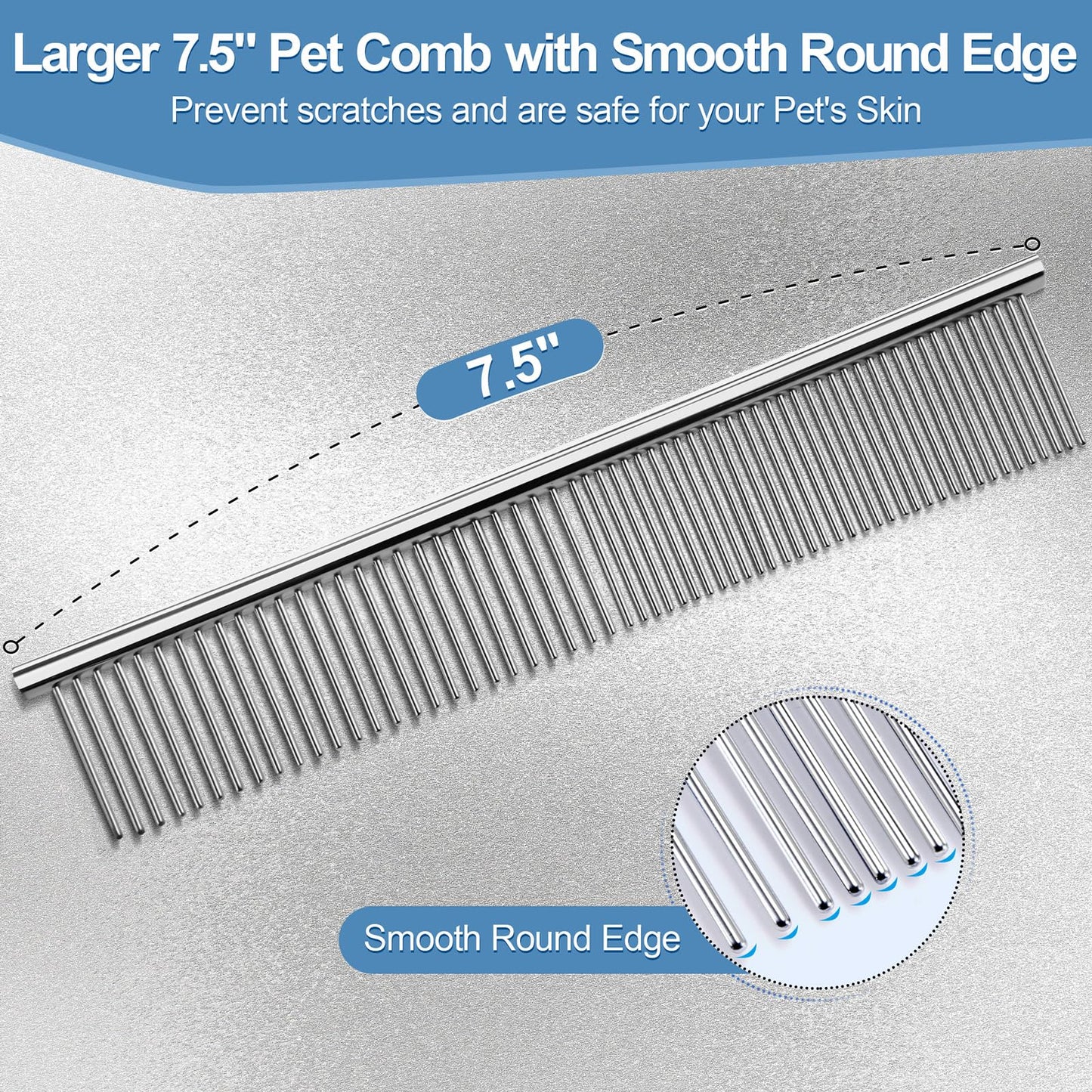 Gimars Titanium Coated Professional 6 in 1 4CR Stainless Steel Dog Grooming Scissors with Safety Round Tip, Heavy Duty Pet Grooming Scissor for Dogs, Cats and Other Animals