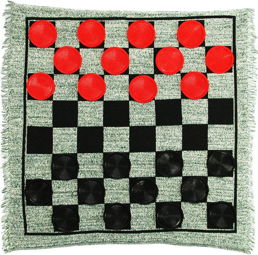 Lulu Home Jumbo Checkers, Giant 3-in-1 Checkers Game Rug Board Game Set, 2 Players