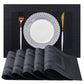 LEXMORE Placemats Set of 6 Vinyl/Plastic Woven Place Mats for Kitchen Table Indoor/Outdoor Washable Placemat Wipeable Dining Table Mats(Black Cube)