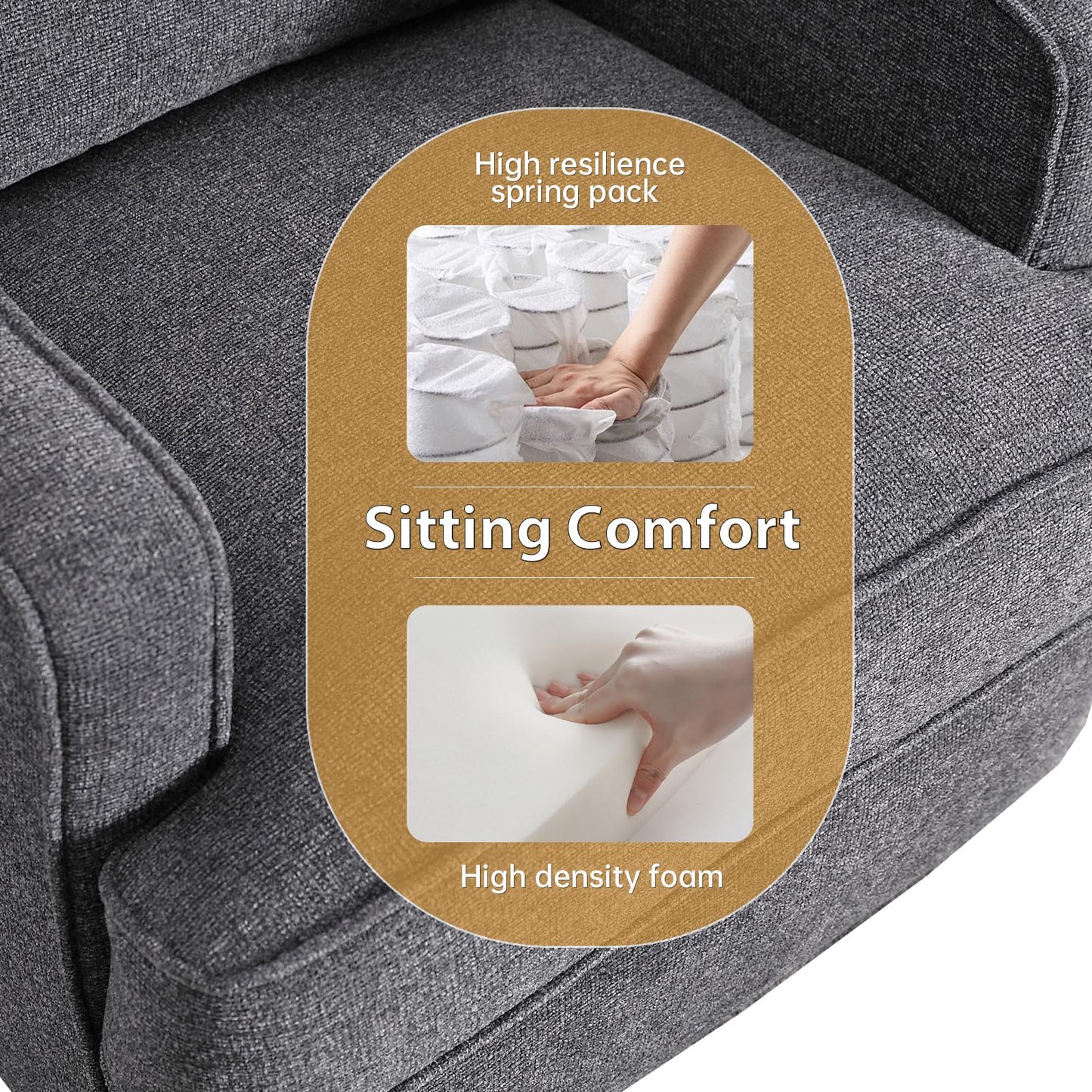 HAOMARKETS Classic Manual Recliner Chair for Adults, Soft Fabric Overstuffed Reclining Sofa Chair with Padded Backrest, Heavy Duty Recliners for Living Room, Grey