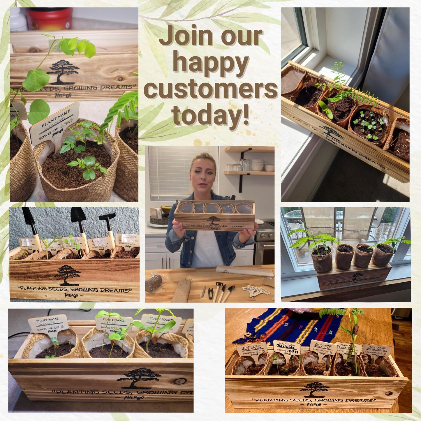 AVERGO Bonsai Tree Kit for Beginners – 5X Unique Japanese Bonzai Trees | Complete Indoor Starter Kit for Growing Plants with Bonsai Seeds, Tools & Planters – Gardening Gifts for Women & Men