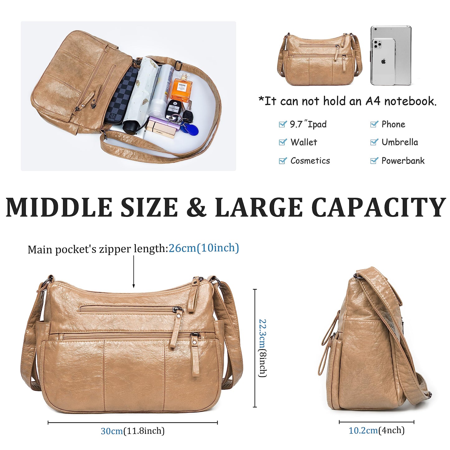 VOLGANIK ROCK Purses for Women Soft PU Leather Shoulder Bag Ladies Crossbody Purse and handbags Lightweight Pocketbook