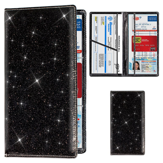 TOURSUIT Car Registration and Insurance Card Holder, Vehicle License Document Glove Box Compartment Organizer, Interior Car Accessories for Women Men Teens (Carbon Fiber Black)