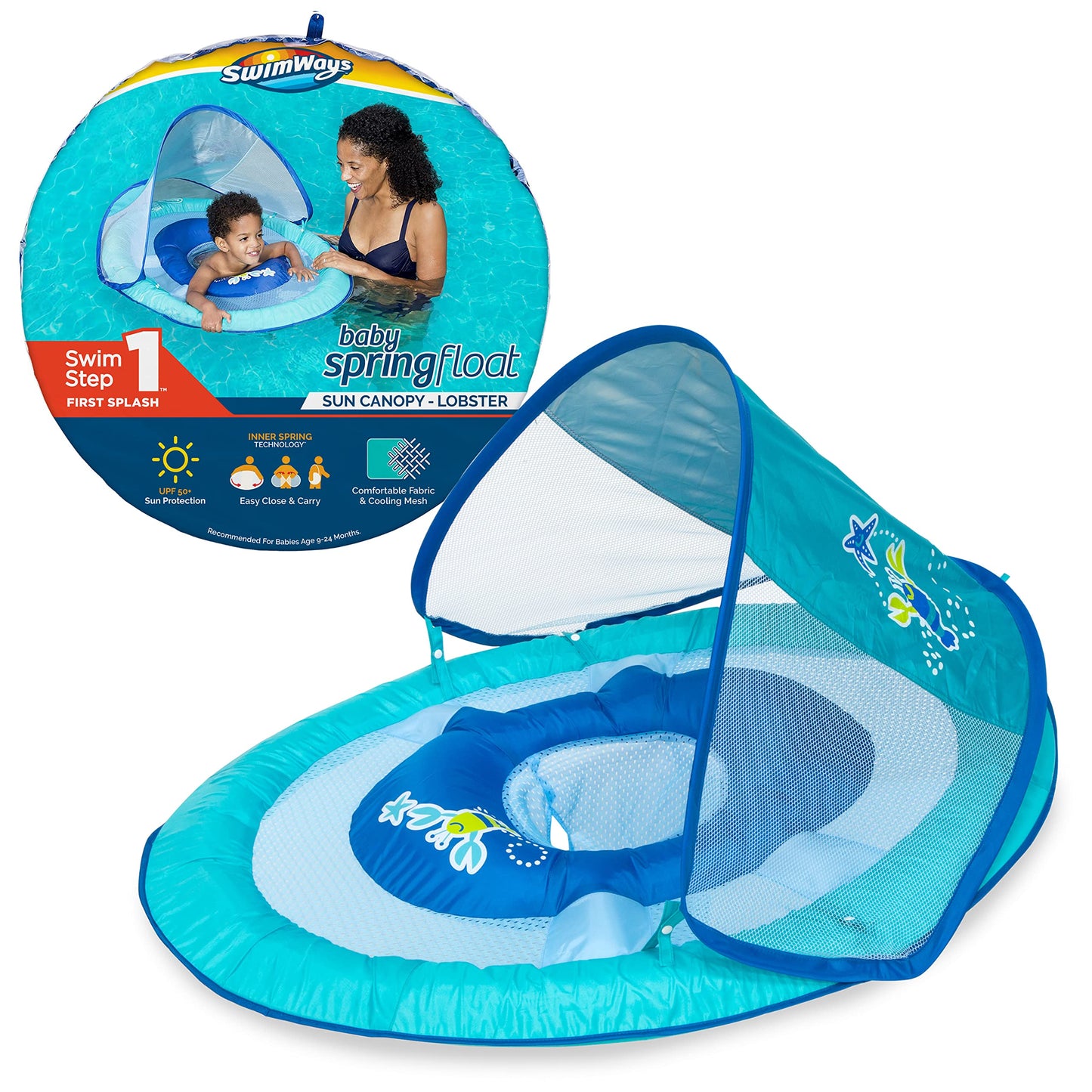 Swimways Baby Spring Float, Baby Pool Float with Canopy & UPF Protection