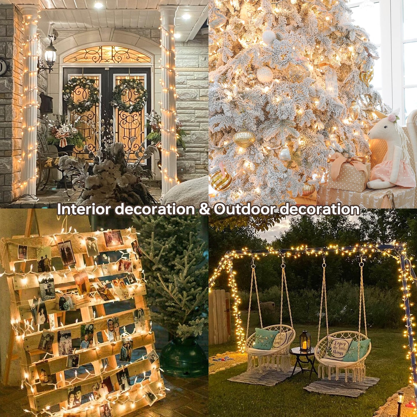 oopswow 100 Count Clear Christmas Lights White Wire,23Feet Incandescent Clear Mini Lights,Connectable Indoor Outdoor Christmas Tree String Lights,Birthday,Holiday,Party,Wedding,Xmas,Warm White