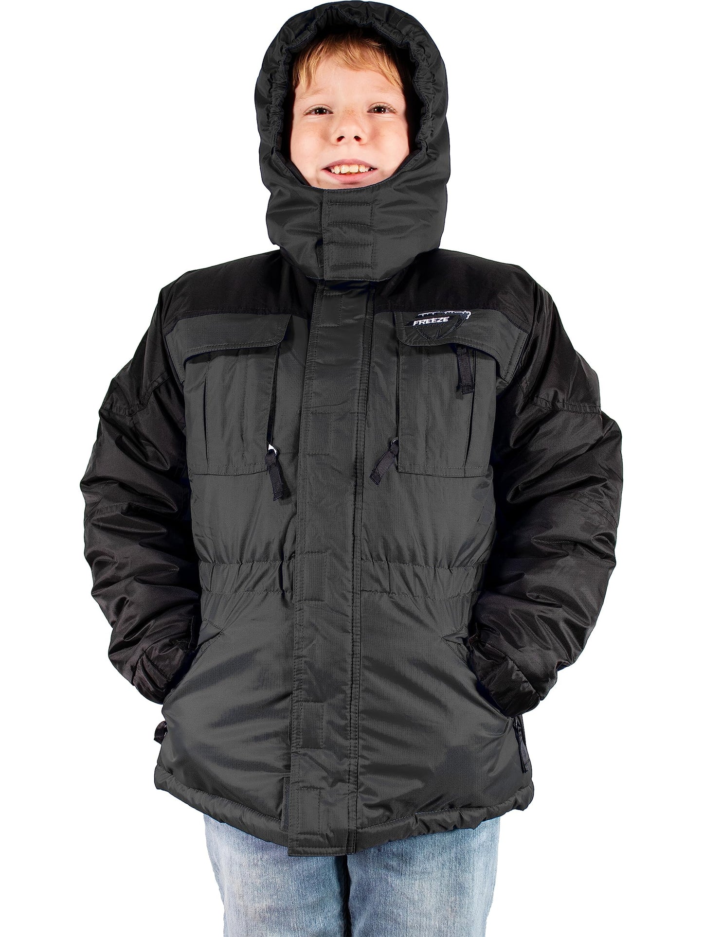 Freeze Defense Boys 3in1 Winter Coat Jacket Warm Parka w/Insulated Snow Vest (7-8, Gray)
