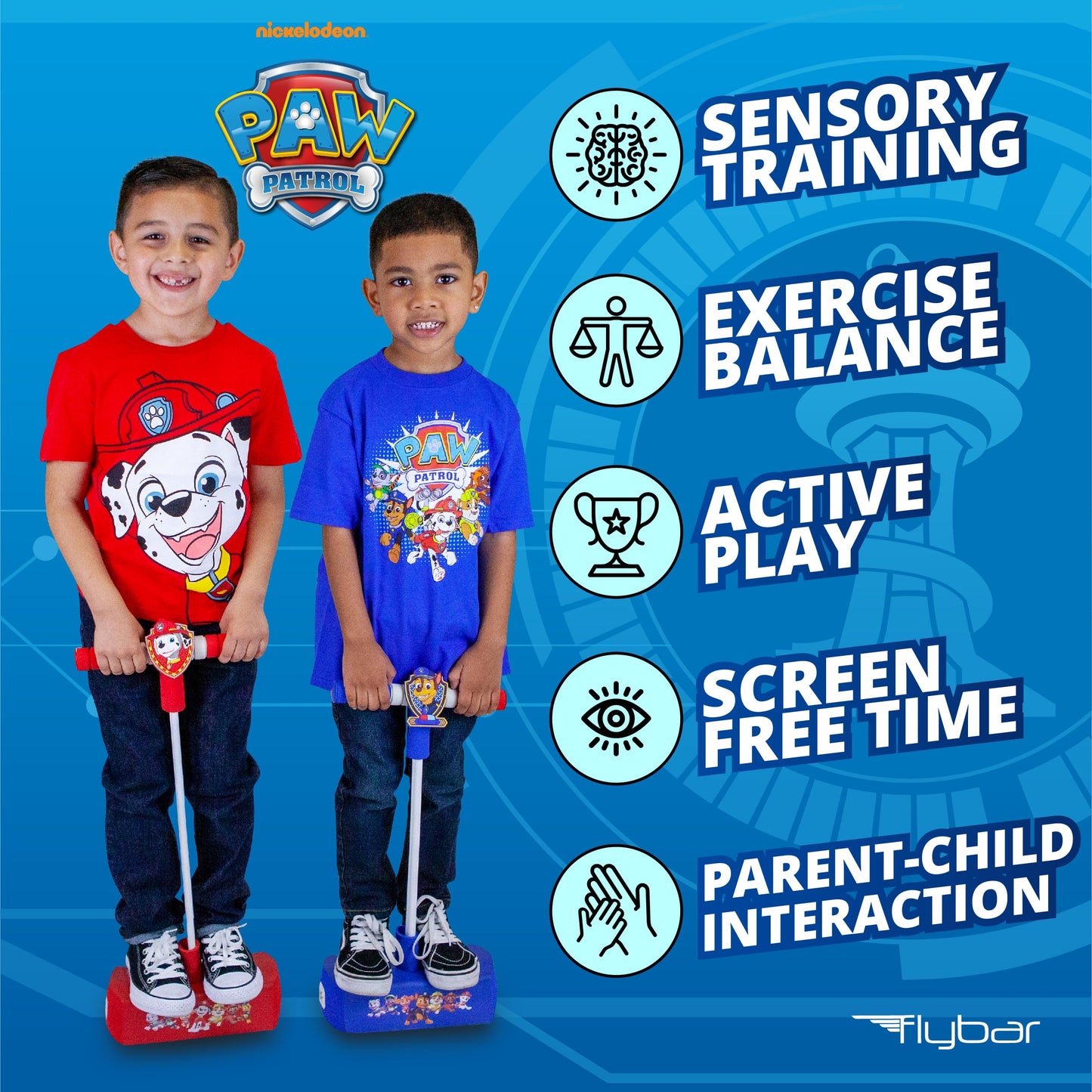 Flybar My First Foam Pogo Jumper for Kids Fun and Safe Pogo Stick for Toddlers, Durable Foam and Bungee Jumper for Ages 3 and up, Supports up to 250lbs (Paw Patrol Chase)