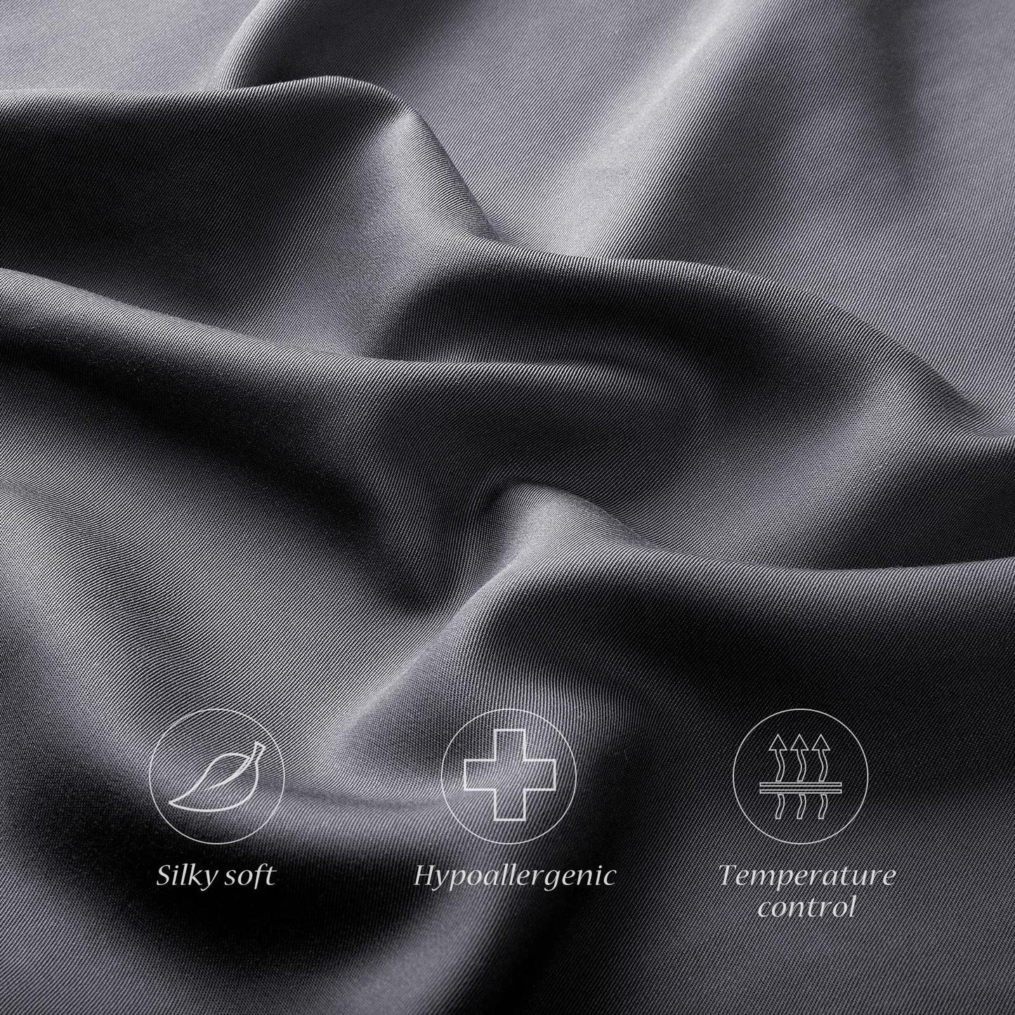 Cooling Side Sleeper Pillow Cases - Curved Rayon Derived from Bamboo Pillowcase Cover- Breathable Silky Soft Pillowcase for Hot Sleepers Hair and Skin, Queen Size 1 Piece, 20 * 30 Inches Dark Grey