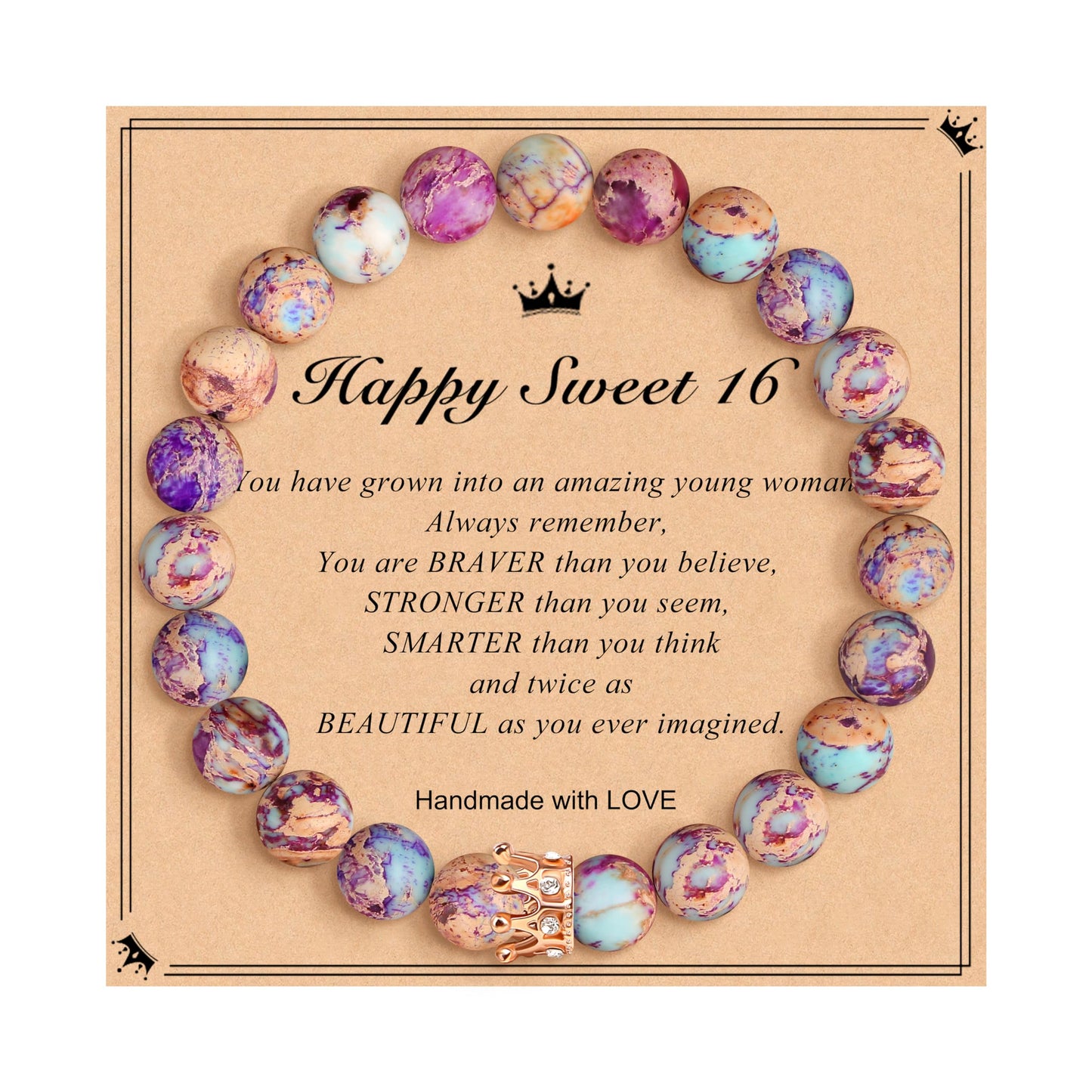 JoycuFF Woman Birthday Gifts Idea Friendship Gifts For Women Best Friends Besties Aunt Female Mom Daughter Granddaughter Gf Anniversary Christmas Graduation Healing Stone Crown Gifts For Her