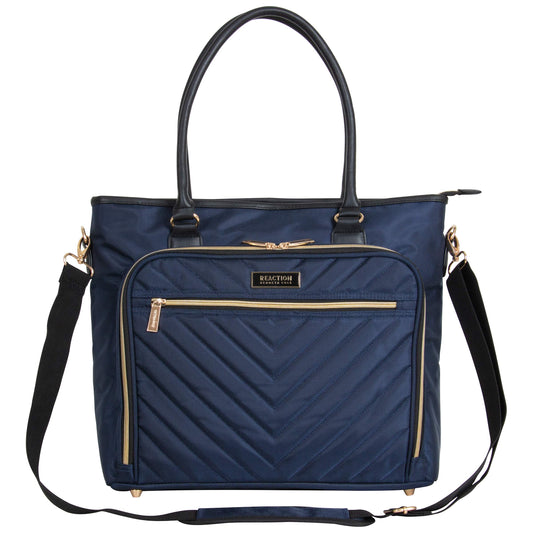 Kenneth Cole REACTION Chelsea Quilted Chevron 15" Laptop & Tablet Business Tote with Removable Shoulder Strap, Navy