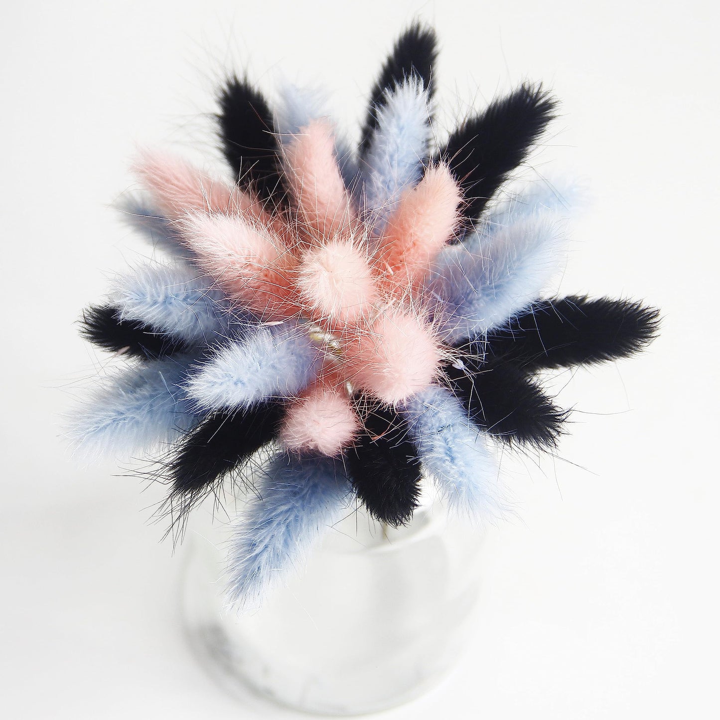 120 PCS Blue Dried Pampas Grass Decor, 17-inch Pompas Floral, Dry Flowers for Decoration, Pampas Grass in Bulk Tall, Blue Bunny Tails Dried Flowers for Boho Wedding Decor