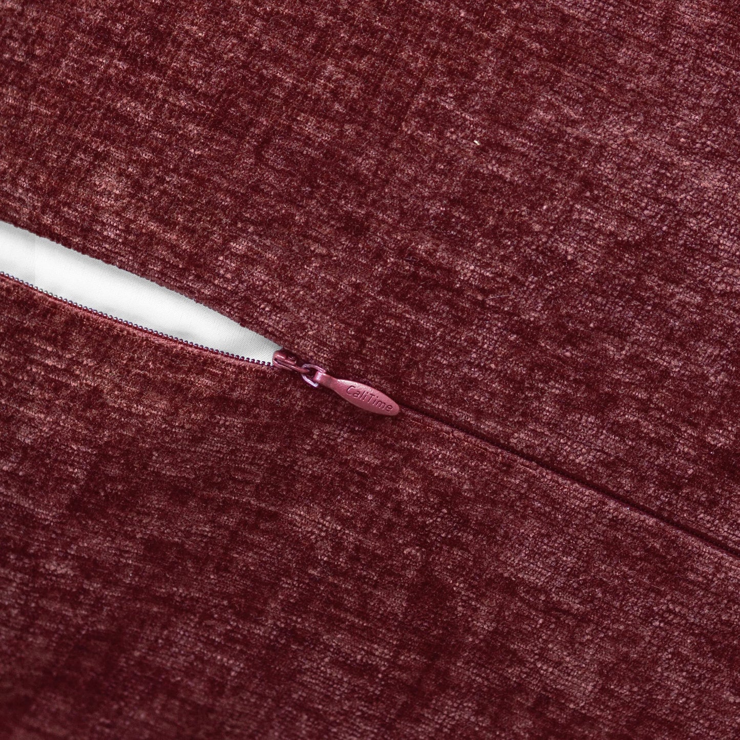 CaliTime Throw Pillow Covers Decorative 12 X 20 Inches Pack of 2 Cotton Thread Stitching Edges Solid Dyed Soft Chenille Cushion Cases for Couch Sofa Bed Living Room Farmhouse Burgundy