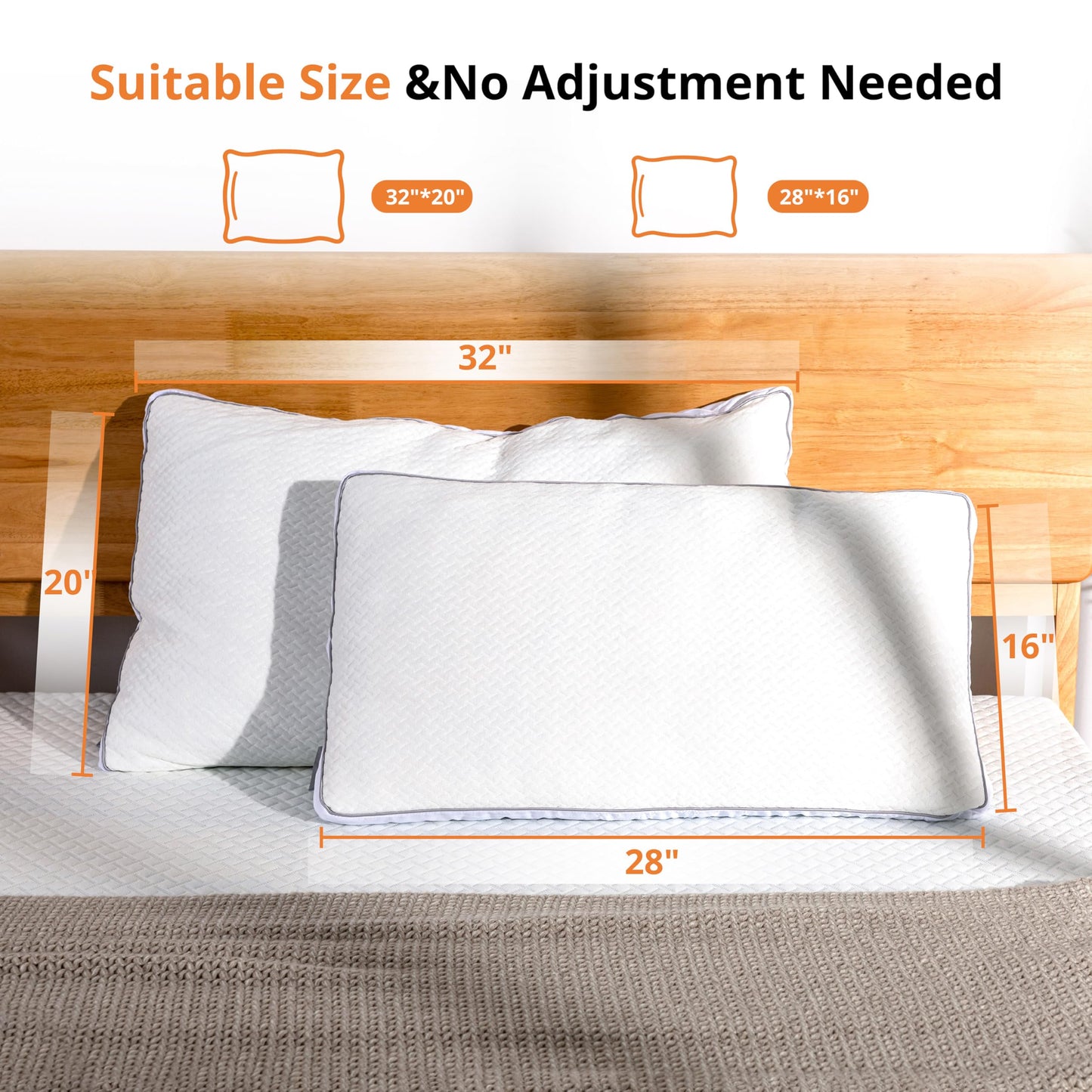 EGOHOME Shredded Memory Foam, Bed Sleeping, Medium Queen Size Side Back Stomach Sleepers, Neck Support Pillow with Washable Removable Cover, Haven King, White