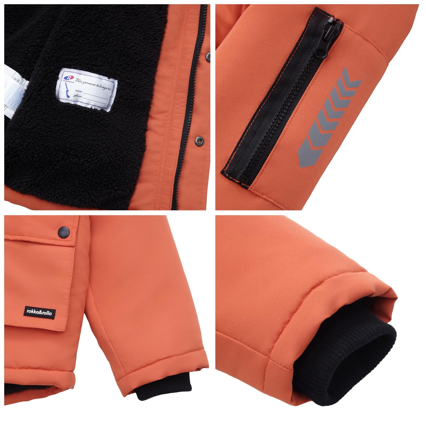 Rokka&Rolla Boys' Warm Parka Jacket Sherpa Fleece Lined Winter Snow Coat