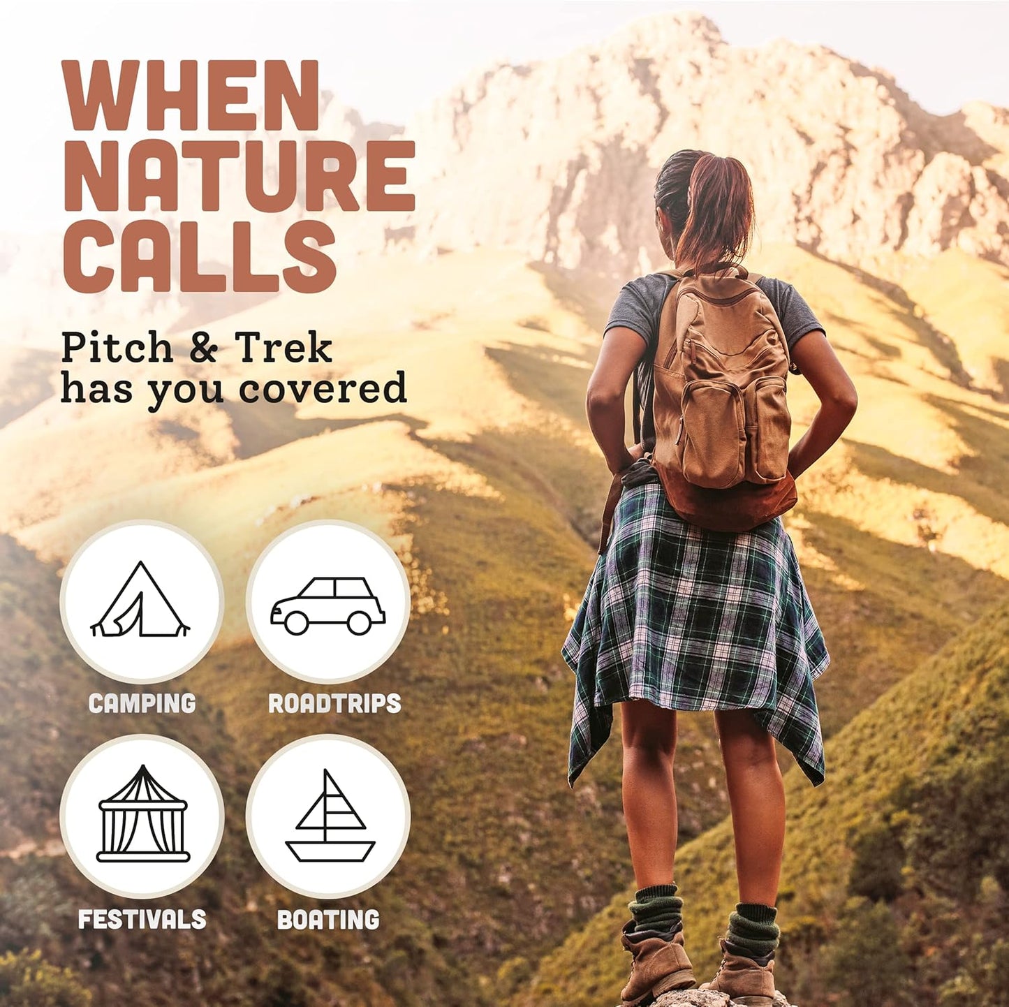 Pitch and Trek Female Urination Device, Silicone Standing Pee Funnel w/Discreet Carry Bag, for Travel, Road Trip, Festival, Camping & Hiking Gear Essentials for Women, Black