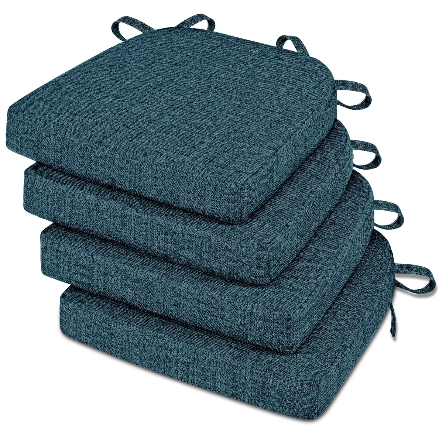 Tromlycs Chair Cushions for Dining Chairs Set of 4 with Ties Chair Seat Pads for Kitchen and Indoor Dining Chairs Non Slip 16"x16.5"x2", Blue
