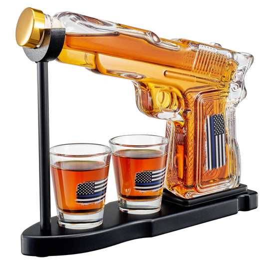 Gifts for Men Dad, 10.1 Oz Whiskey Gun Decanter Set + 2 Bullet Glasses - Unique Birthday Pistol Gift Ideas Daughter Son, Personalized Liquor Dispenser - Scotch Bourbon Vodka, Him, Brother Husband