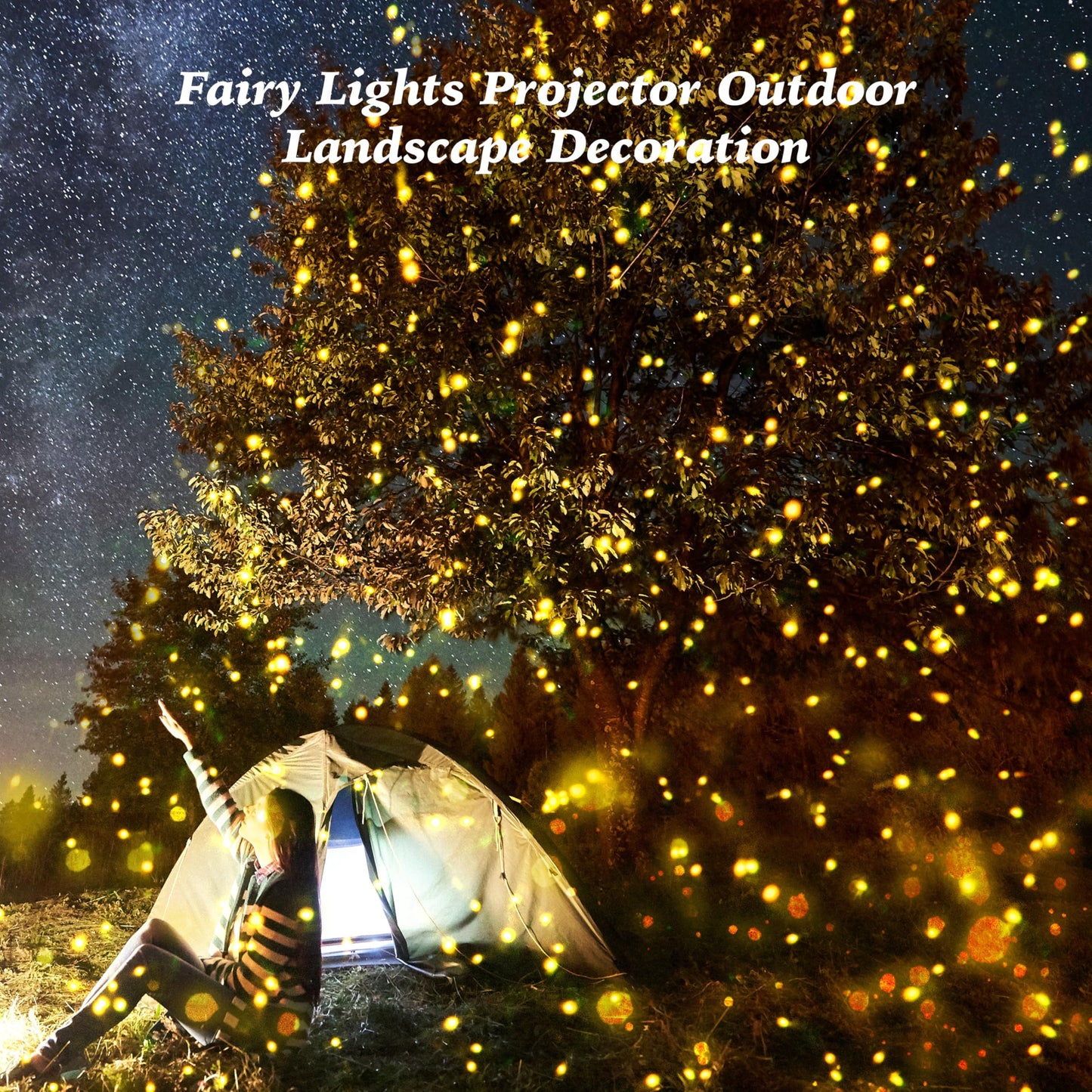 Outdoor Firefly Lights Projector, AIRIVO Yellow Laser Projector Star Lights Show, Garden Fairy Light with Remote Control for Summer, Home, Patio, Landscape