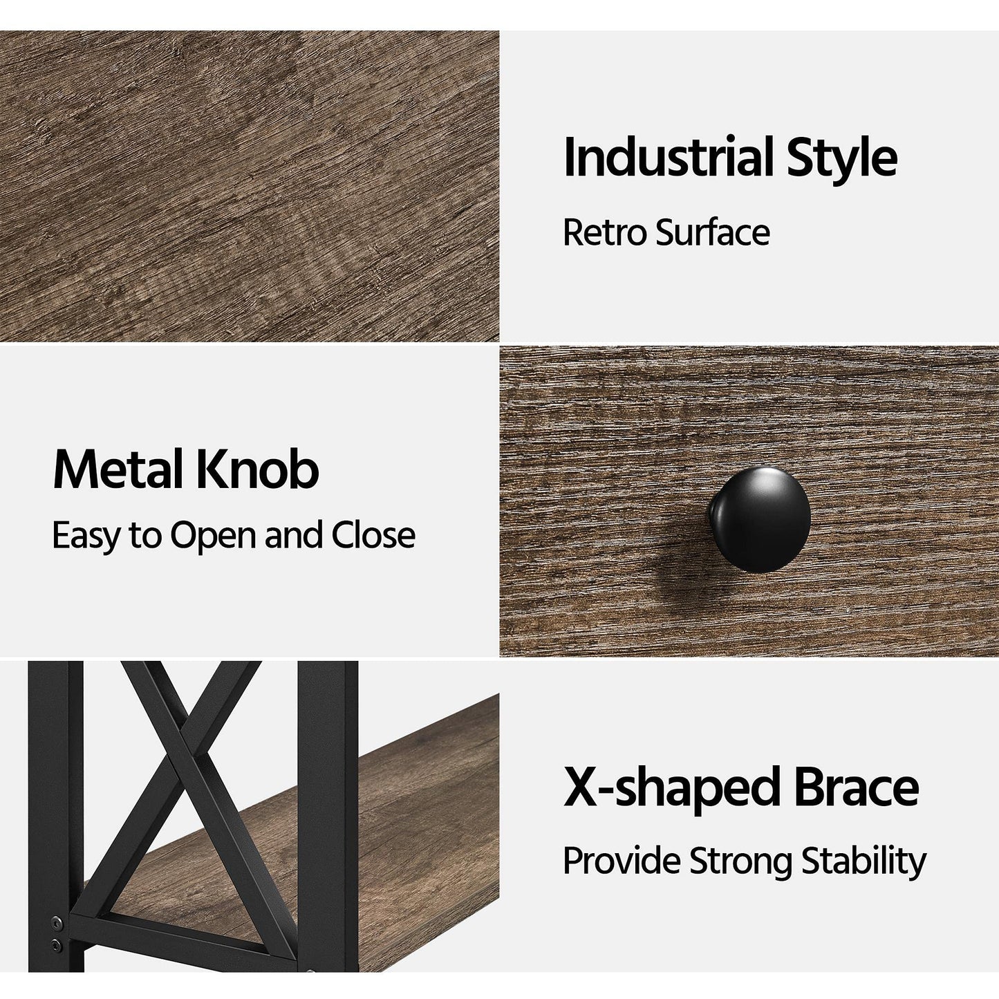 Yaheetech Console Table with Drawer and 2 Open Storage Shelves, Sofa Table for Living Room, 3-Tier Narrow Entryway Table, X-Shaped Design, Taupe Wood