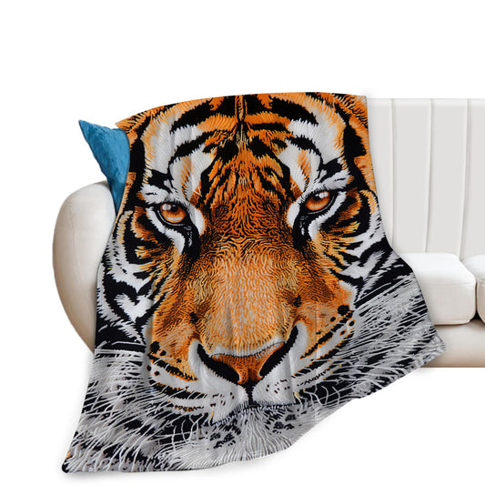 Tiger Print Throw Blanket - Cozy Flannel Soft Warm Plush Lightweight Bedding - Wild Animal Gifts for Girls & Women - 50"X40"