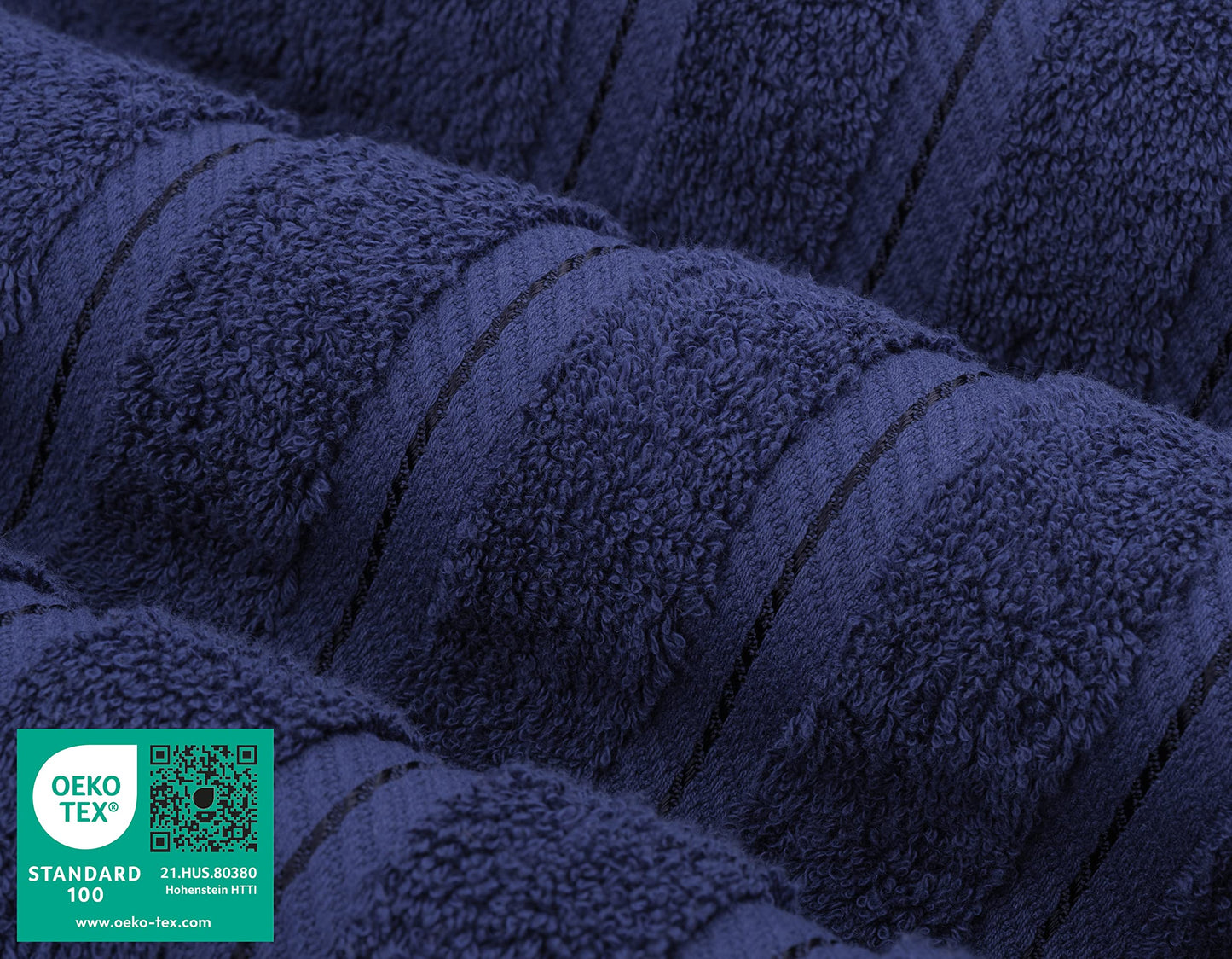 American Soft Linen Luxury 6 Piece Towel Set, 2 Bath Towels 2 Hand Towel 2 Washcloths, 600 GSM 100% Cotton Turkish Towels for Bathroom, Navy Blue Towel Sets