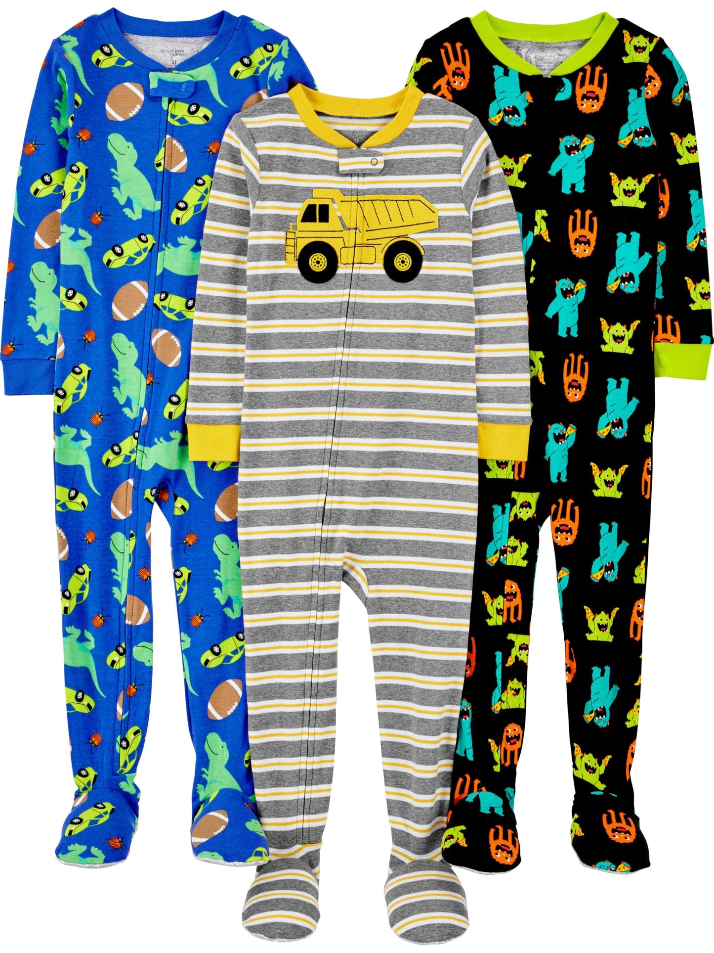 Simple Joys by Carter's baby-boys 3-pack Snug Fit Footed Cotton Pajamas
