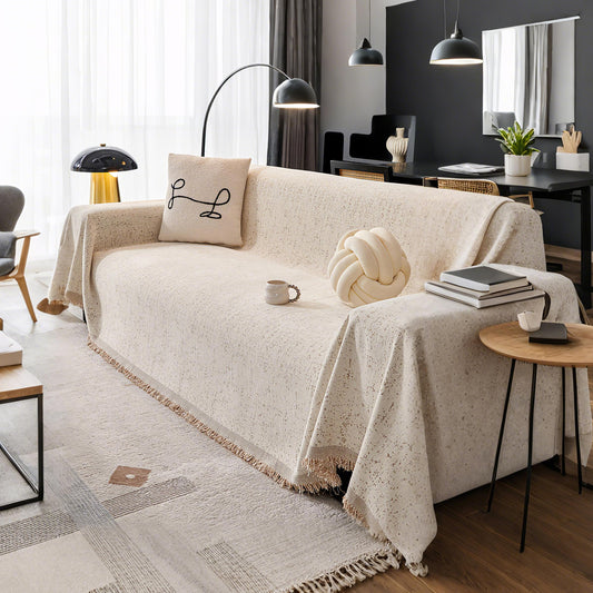 MEoWwink Couch Cover for 2-3 Cushion Couch, Reversible Boho Couch Covers Chenille Sofa Slipcover, Sofa Covers Washable, Modern Design Soft Sofa Furniture Protector for Pet, Kid, 71''x118'', Khaki