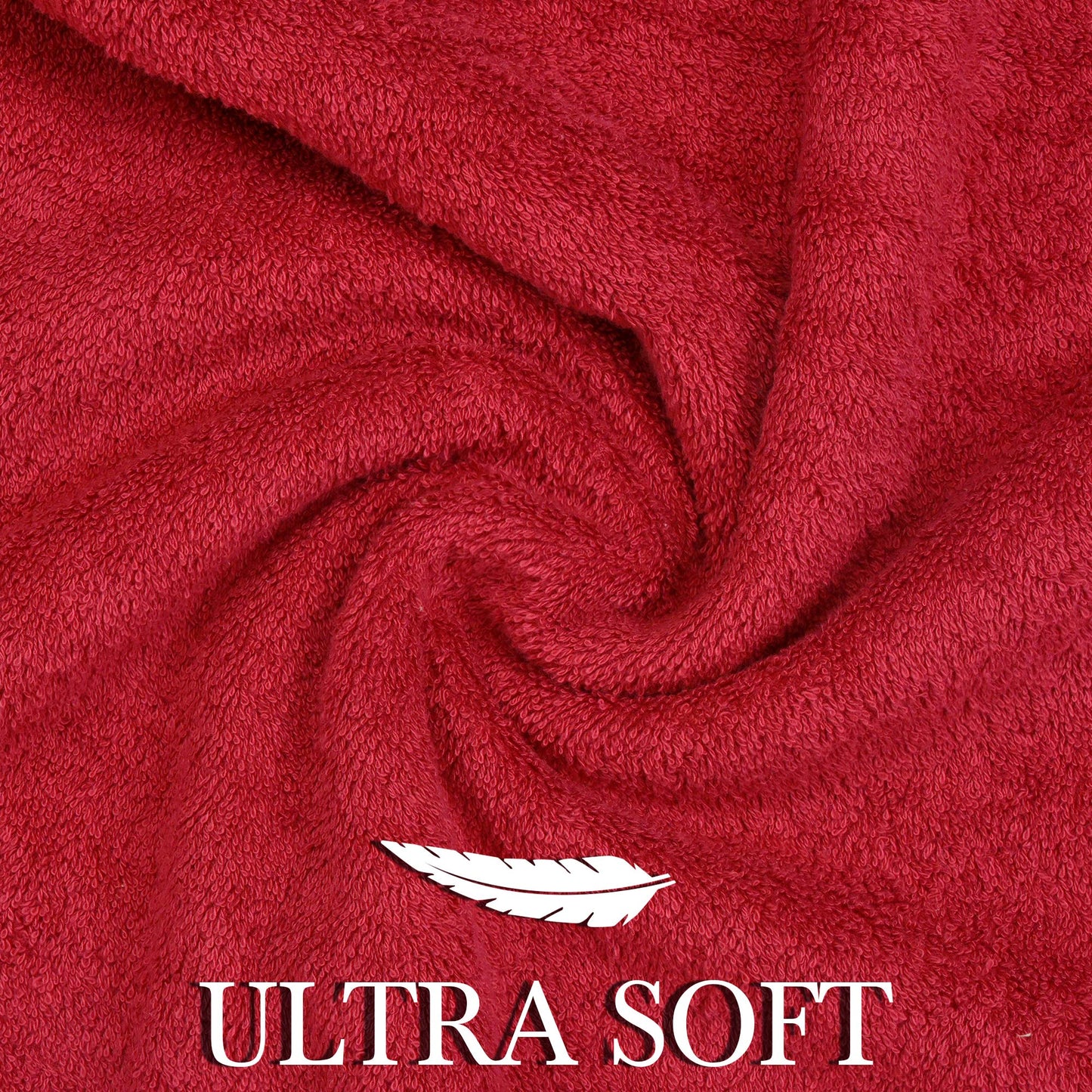 CRAFTBERRY Luxury Bath Towels Set -100% Cotton- 2 Bath, 2 Hand & 2 Washcloths - Premium, Large, Thick, Fluffy, Absorbent, Quick Dry, Soft & Plush - 6 Piece Luxury Bathroom Towels - Red