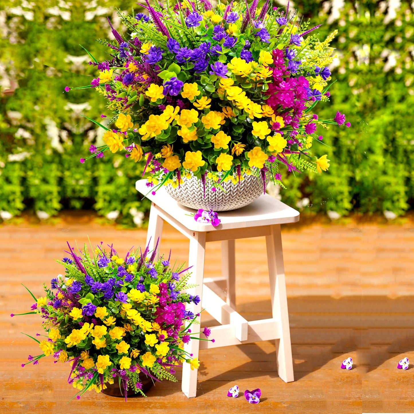 TSTWETO Artificial Flowers for Outdoors, 20 Bundle Artificial Plants Outdoor Fake Flowers UV Resistant, Outdoor Fake Plants Plastic Faux Flowers for Porch Window Box Garden