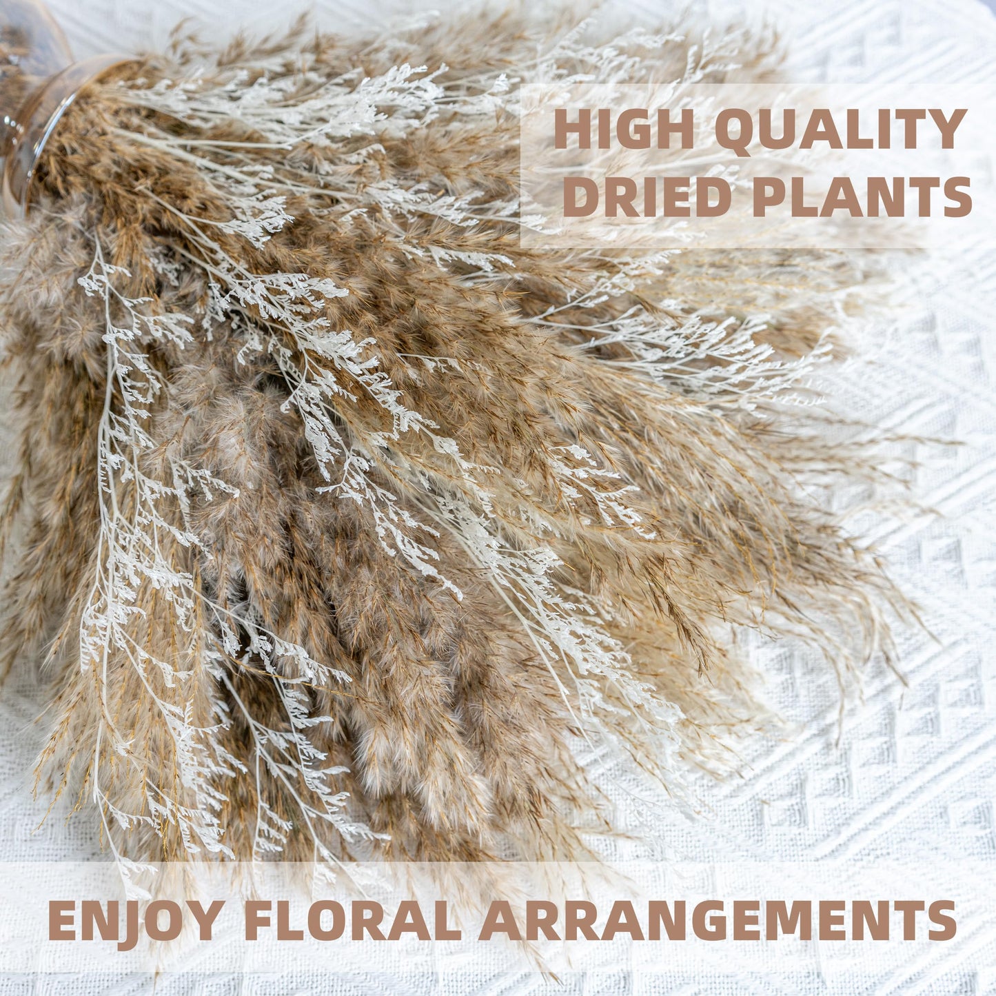 WILD AUTUMN Pampas Grass Decor dreid Flowers Fluffy pompas Grass vase Filler White Pampas Wedding Boho deocr Flowers Home Table Decor, Rustic Farmhouse (01-20Brown&20White)