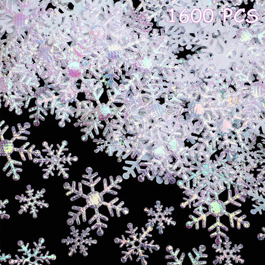 1600 Pieces 3 Size Snowflake Confetti Christmas Snowflake Glitter Confetti Table Decor for Winter Xmas Party Wonderland Party Supplies DIY Craft(White)