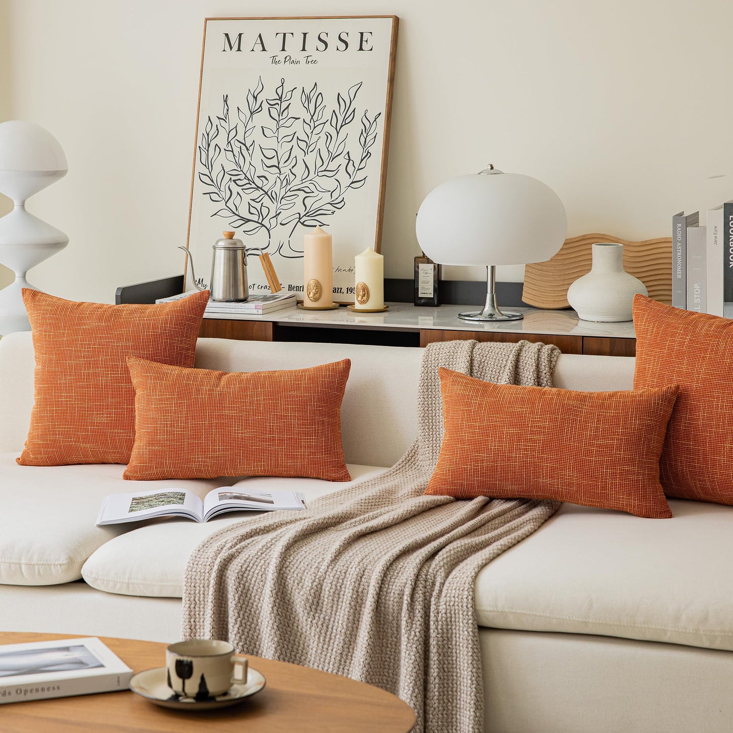 Kevin Textile Pack of 2 Fall Lumbar Pillow Covers Deluxe Home Decorative Super Soft Lumbar Throw Pillow Cover Cushion Case for Seasonal Autumn (12 x 20 inch, Orange)