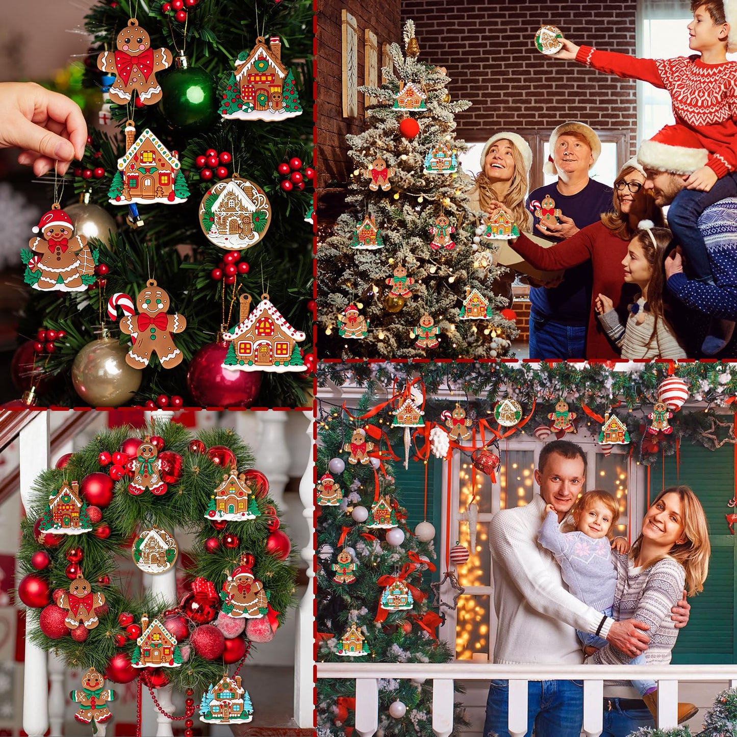 Miucat 12pcs Gingerbread Ornaments for Christmas Tree Decorations, Plastic Gingerbread Christmas Decorations