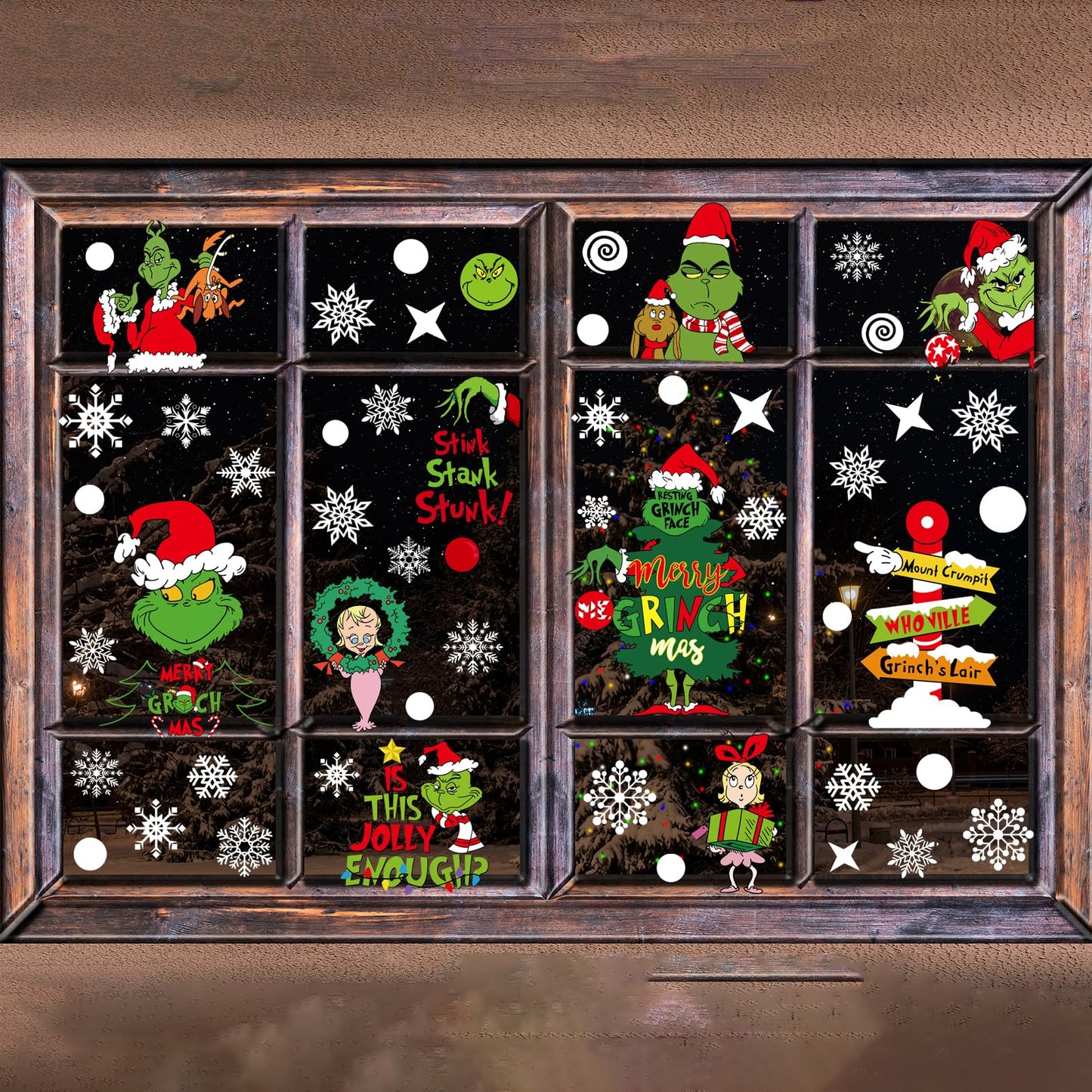 Christmas Window Clings Decorations for Glass Windows Winter Stickers Snowflakes Christmas Decorations Christmas Window Stickers for Holiday Window Clings Winter Decorations 10 Sheet