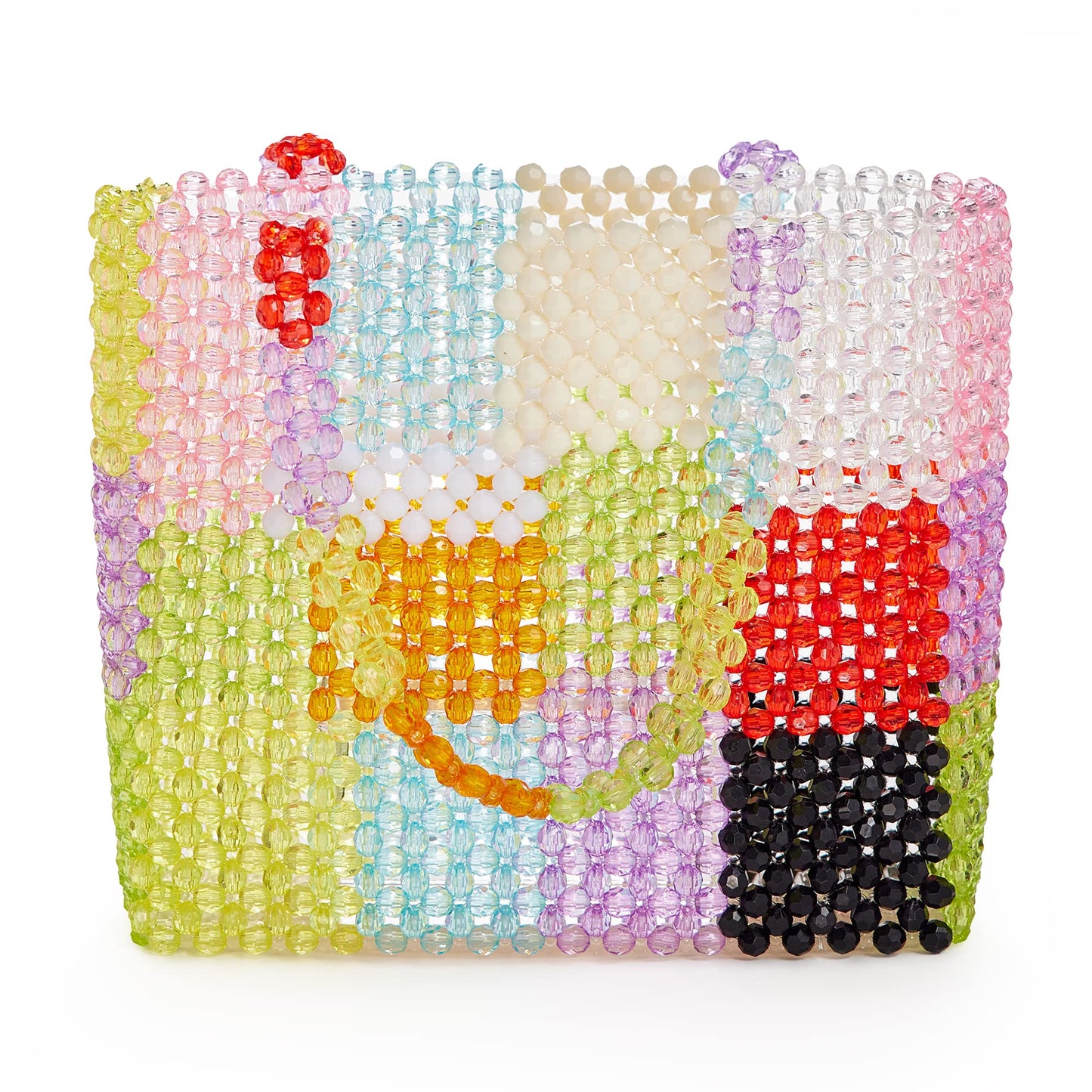 Grandxii Beaded Bag Summer Beach Bag Acrylic Handbags Handmade Tote Bags for Wedding Party Rainbow Colorful
