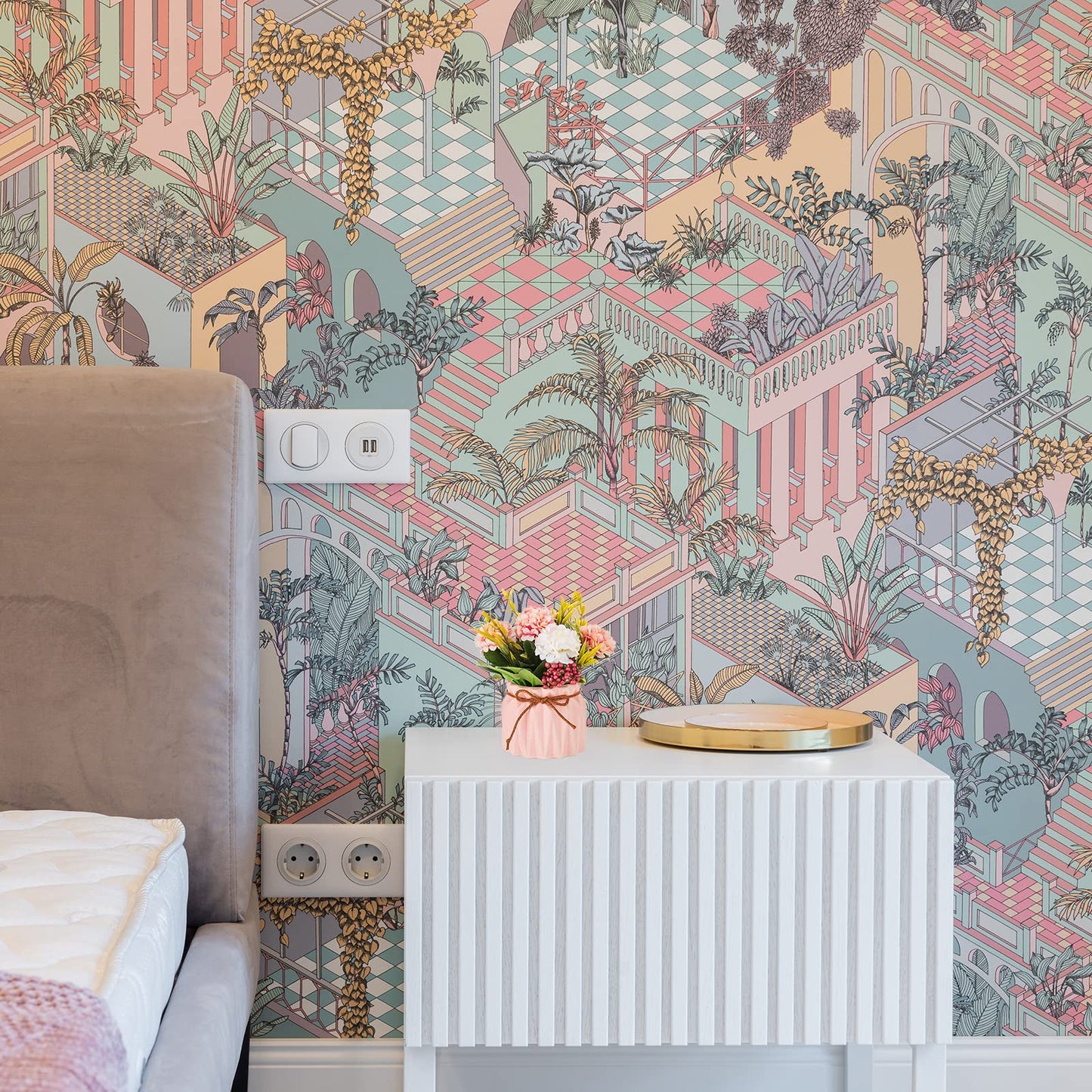 BLOSMON Fake Flowers in Vase for Centerpieces: 4 PCS Small Artificial Hydrangea with Vase Table Decor - Faux Floral Arrangements Desk Home Party Bathroom Office Decorations