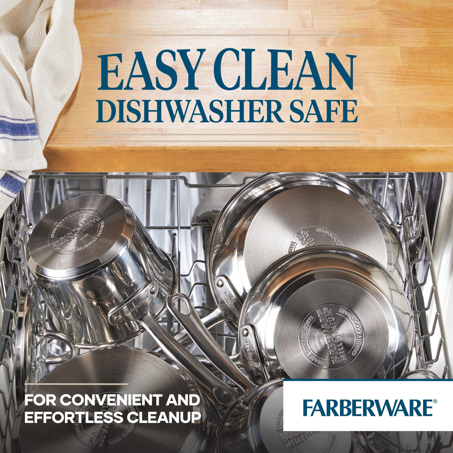 Farberware Millennium Stainless Steel Cookware Pots and Pans Set, 10 Piece