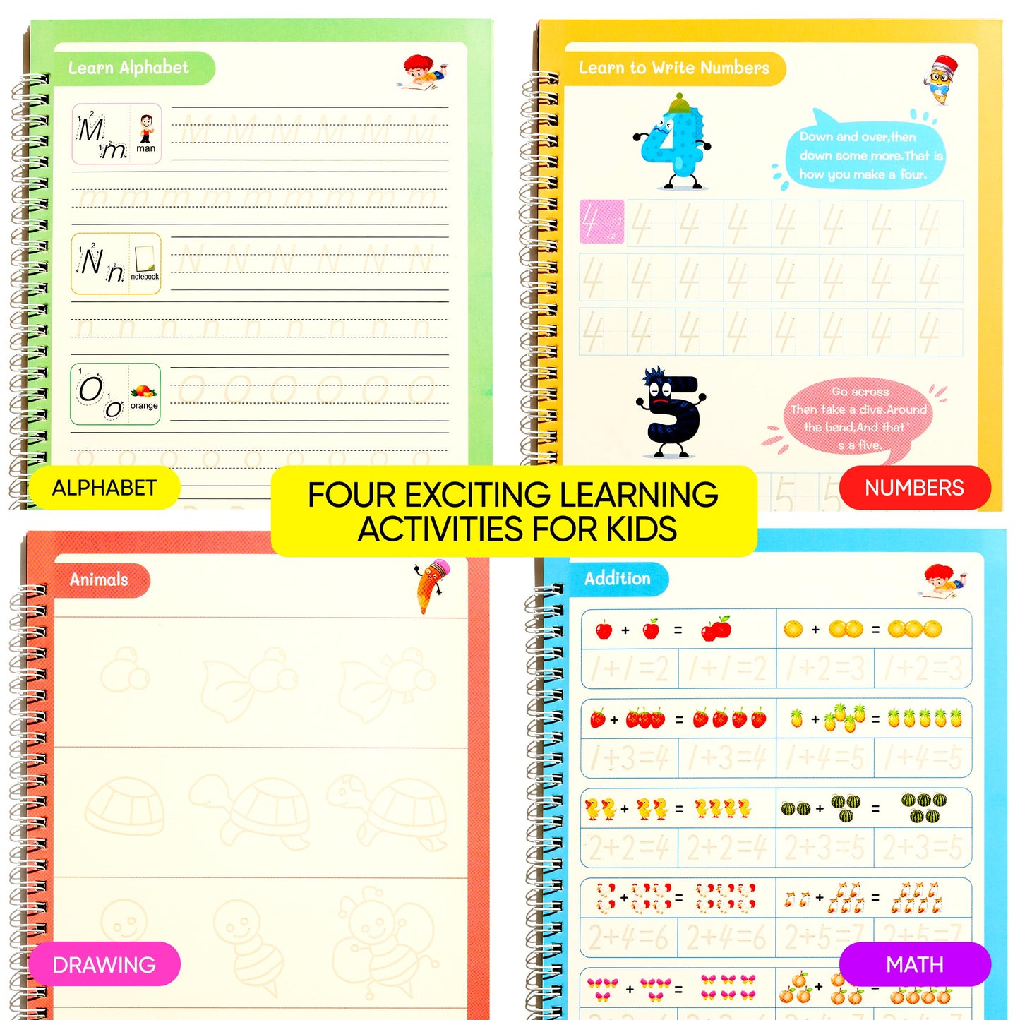 Nirvend Large Magic Practice Copybook,Grooved Writing Books for Kids ages 3-8,Preschool Learning Activities,Handwriting Practice for Kids (10.2x7.5in)