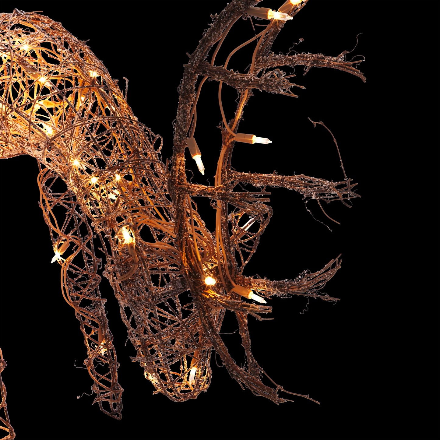 Alpine Corporation 24"H Outdoor Rattan Grazing Reindeer Lawn Decoration with White Lights , Christmas Decoration