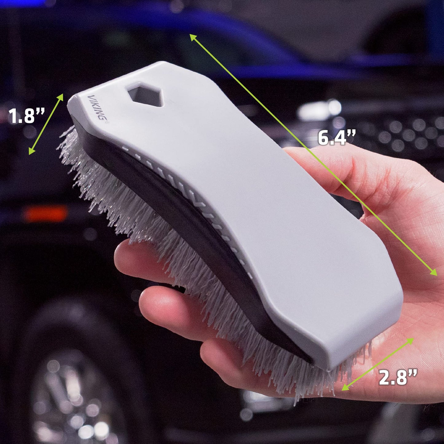 VIKING Carpet Cleaning and Scrub Brush for Floor Mats, Cleaning Brush for Car Interior and Home, Grey, 6.4 x 2.8 x 1.8 Inch