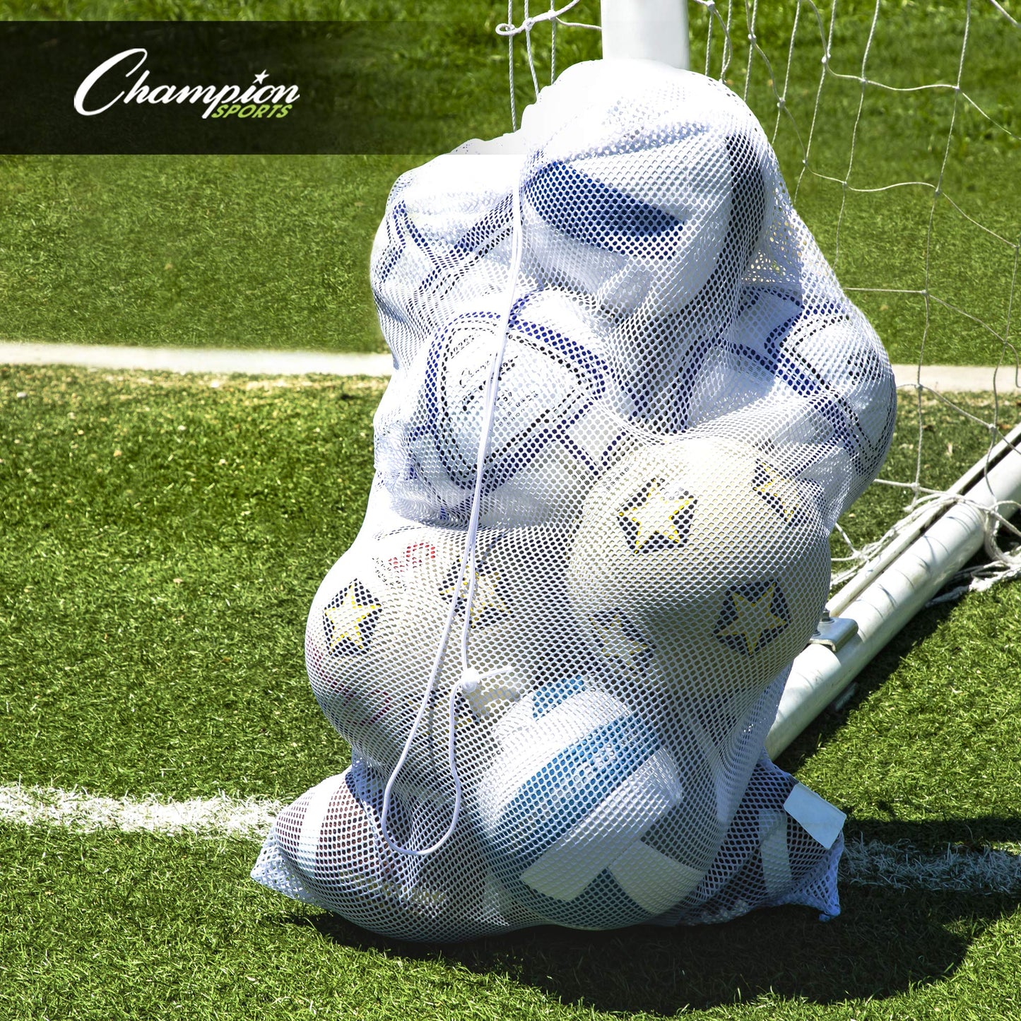 Champion Sports Mesh Equipment Bag Set of 6 (24" X 48"), Assorted Set